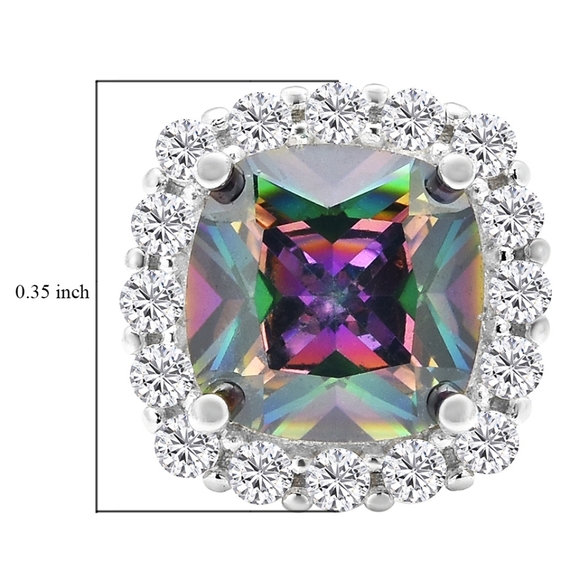 Lustro Stella, finest CZ Mystic Halo Stud Earrings, 925 Sterling Silver. 4.60ctw - Picture 2 of 4